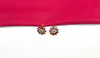 Matte finishing American Diamonds with pink & Green stones Short Necklace