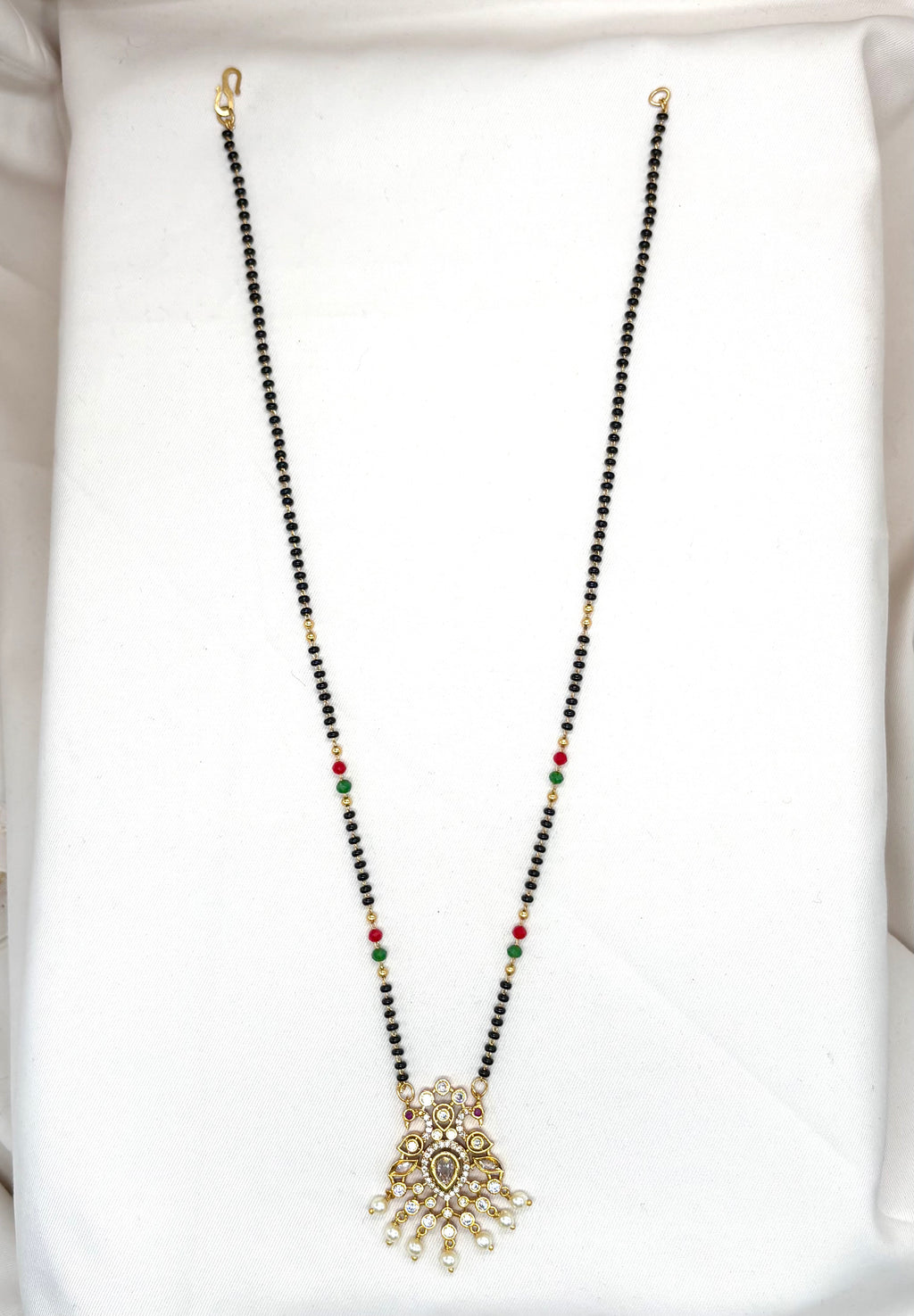Peacock designed with white pearls mangalsutra