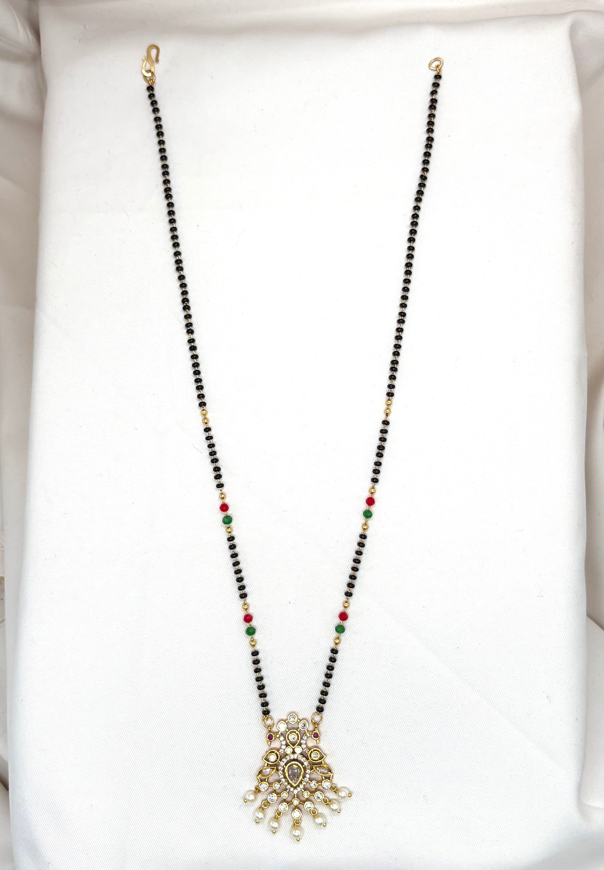 Peacock designed with white pearls mangalsutra