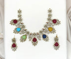 Victorian multi Navratan stones Short Necklace