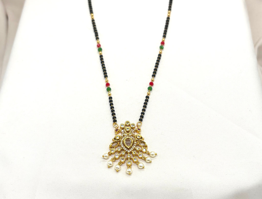 Peacock designed with white pearls mangalsutra