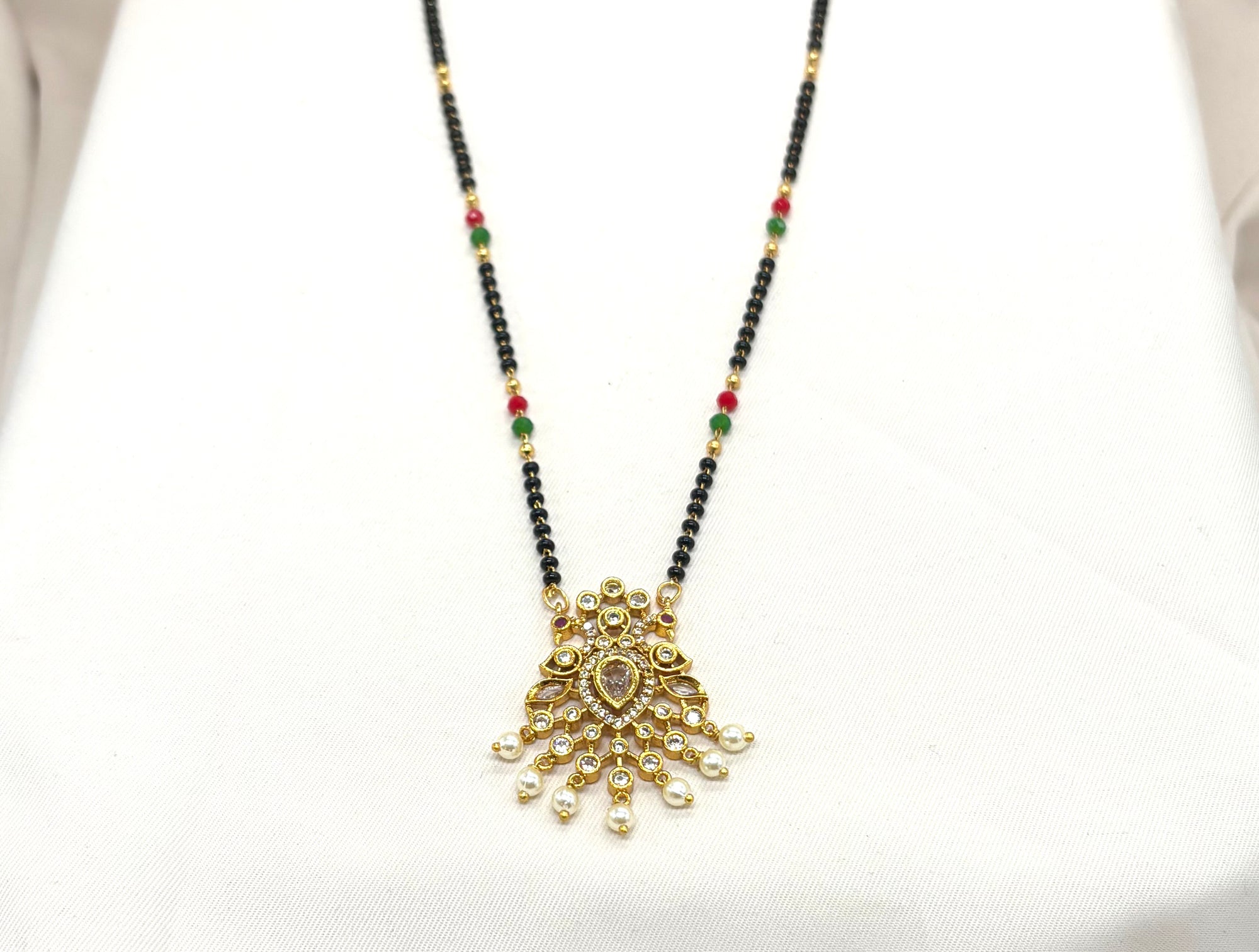 Peacock designed with white pearls mangalsutra