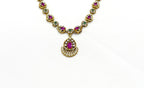 Gold finishing Pink Stones Short Necklace