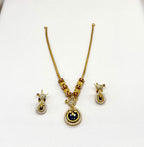 Matte finishing with purple stone flower designed Short Necklace