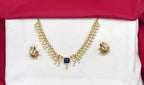 Matte finishing Peacock design with Blue Stone pearls Short Necklace