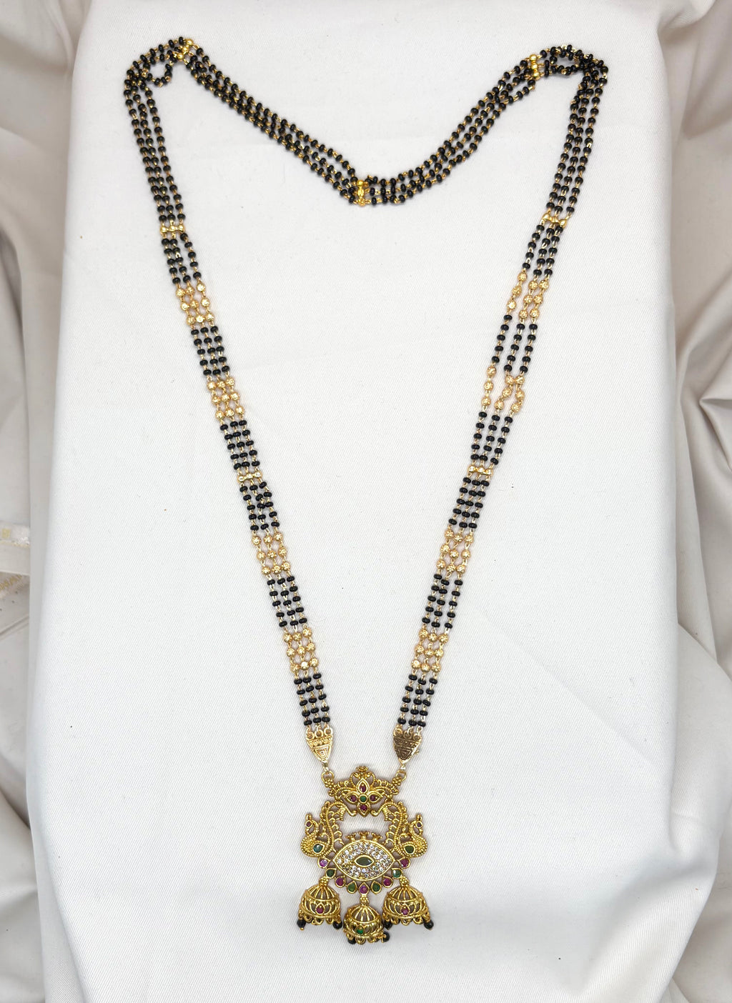 Eye designed with small black beads mangalsutra