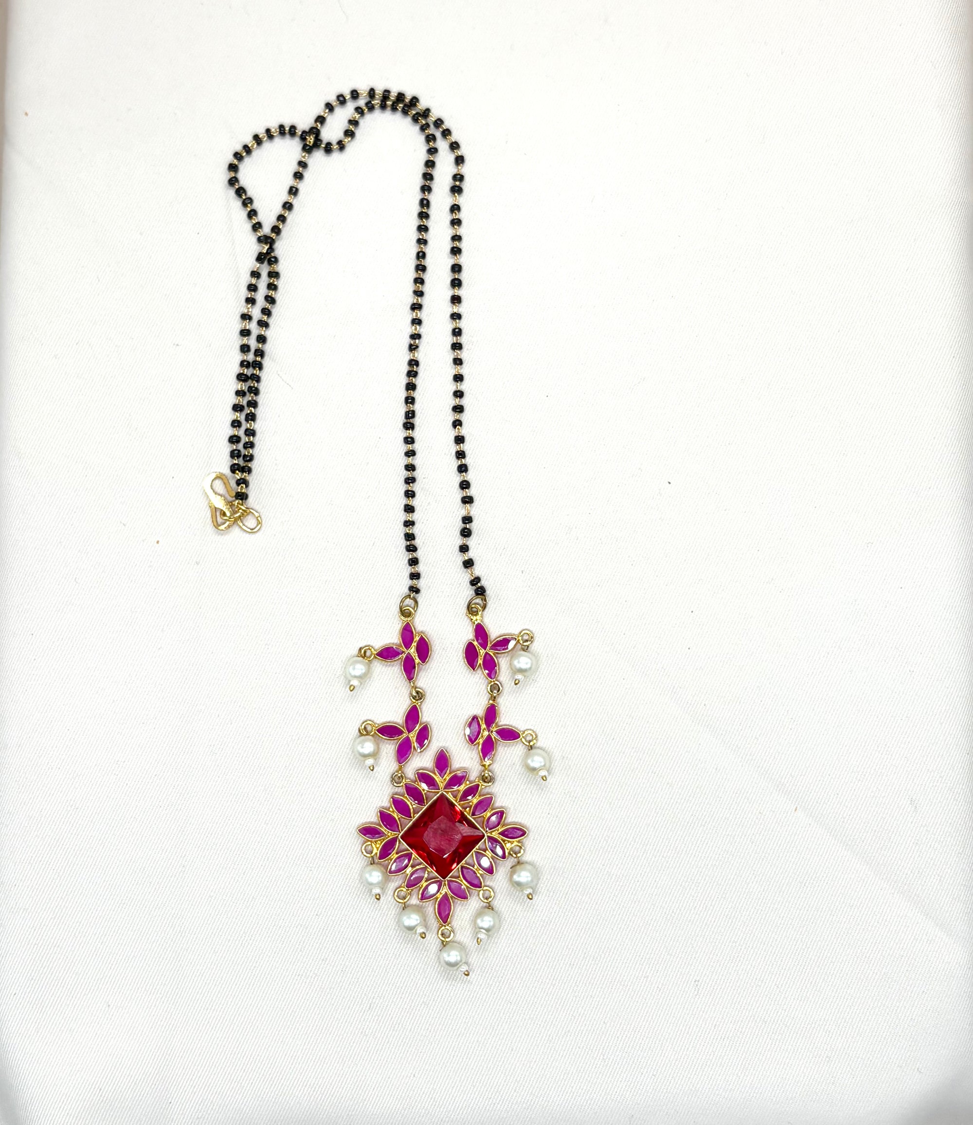 Polki stones Black Beads