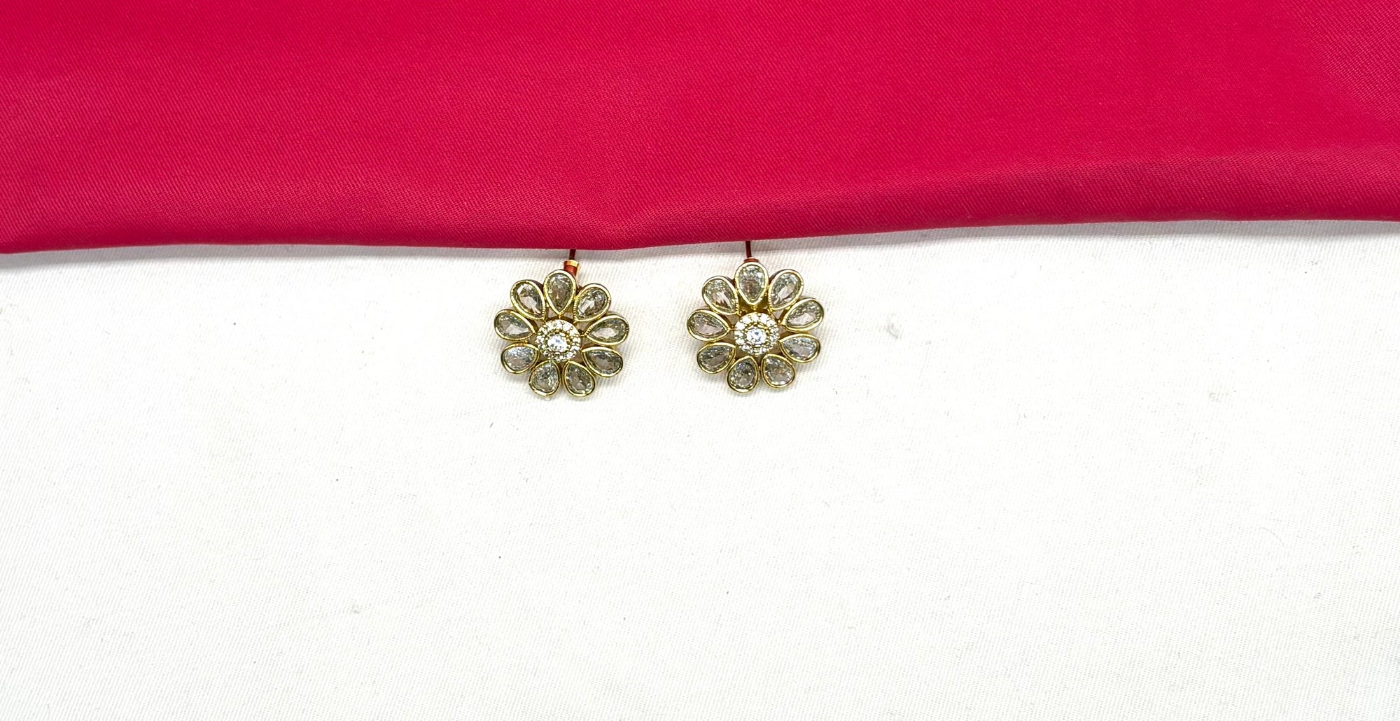 Matte finishing American Diamonds with White stones Short Necklace