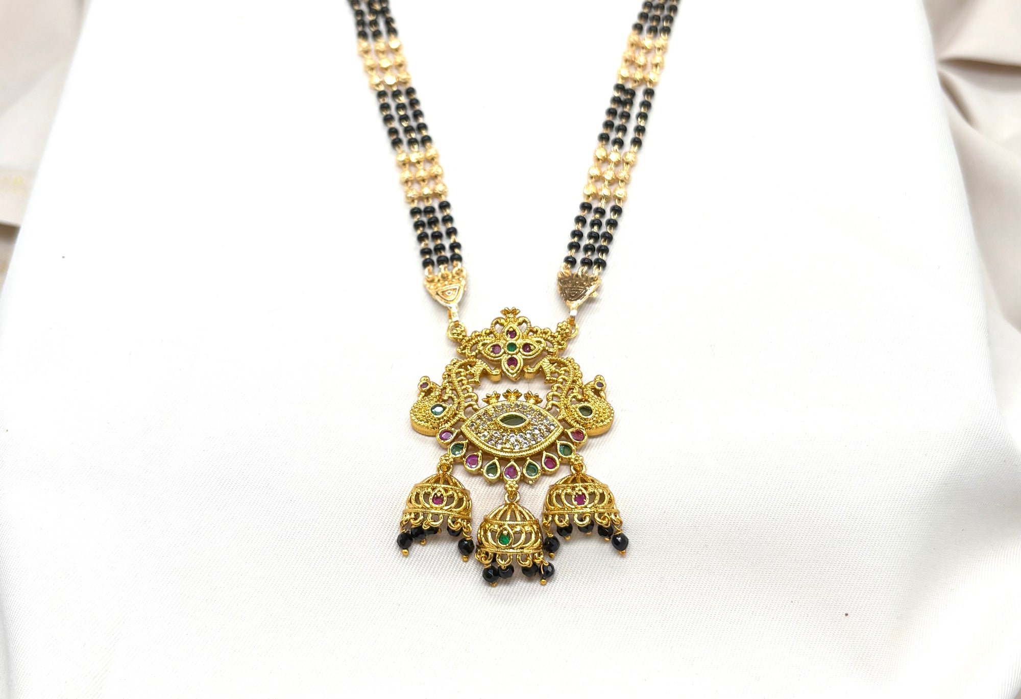 Eye designed with small black beads mangalsutra