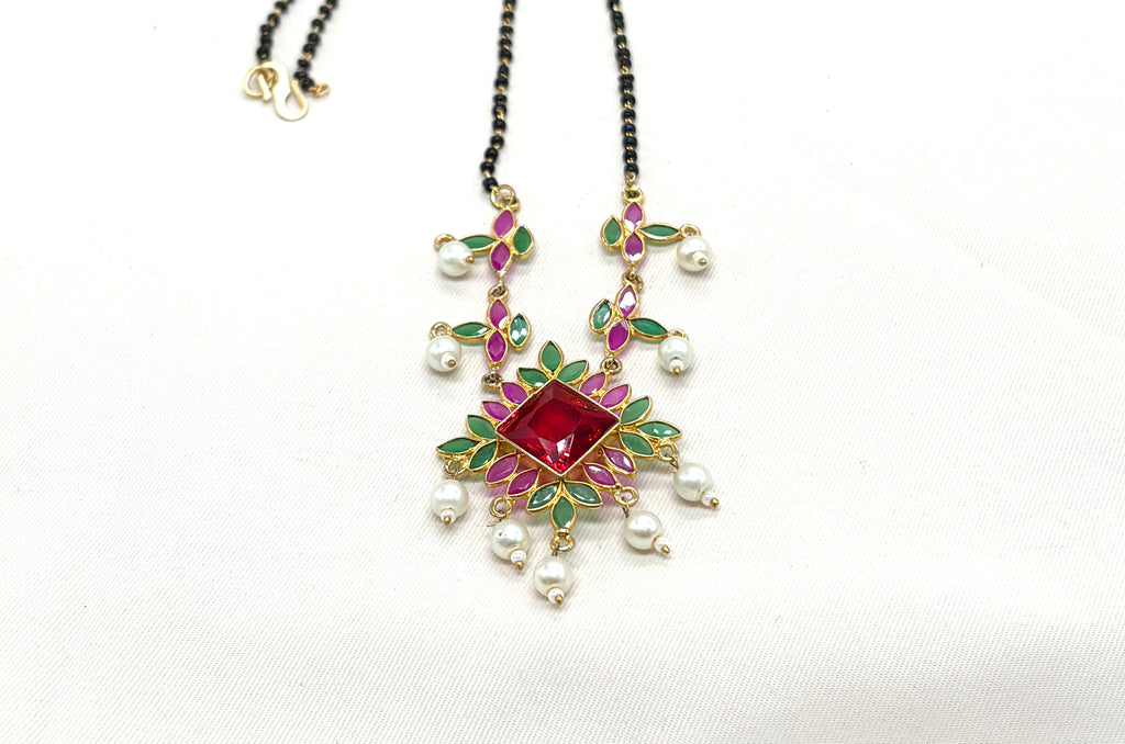 Polki stones and black beads