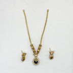Matte finishing with Black stone flower designed Short Necklace