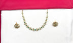 Matte finishing American Diamonds with Green stones Short Necklace