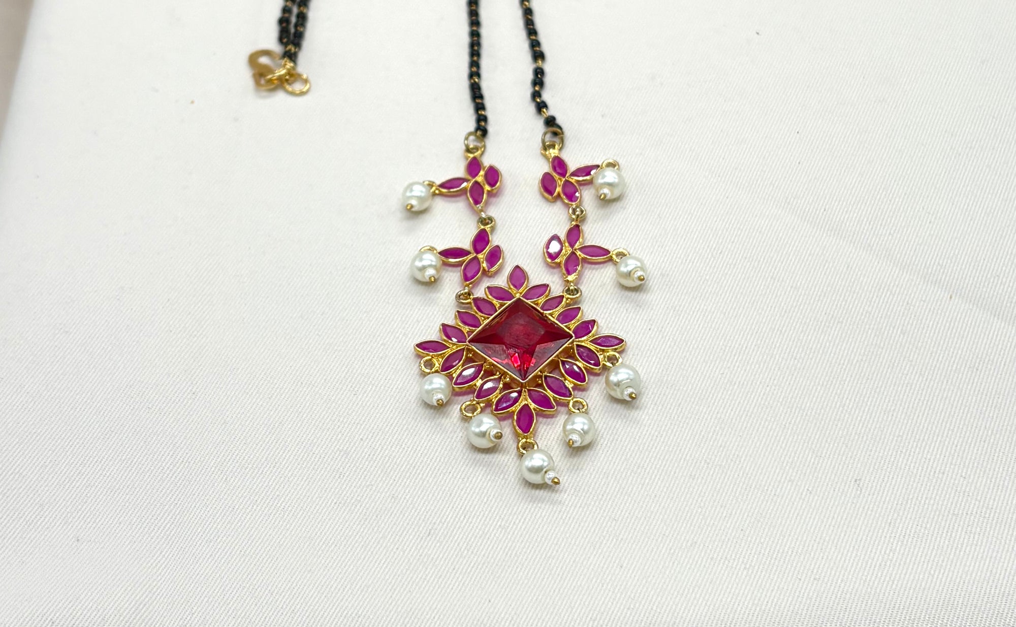 Polki stones Black Beads