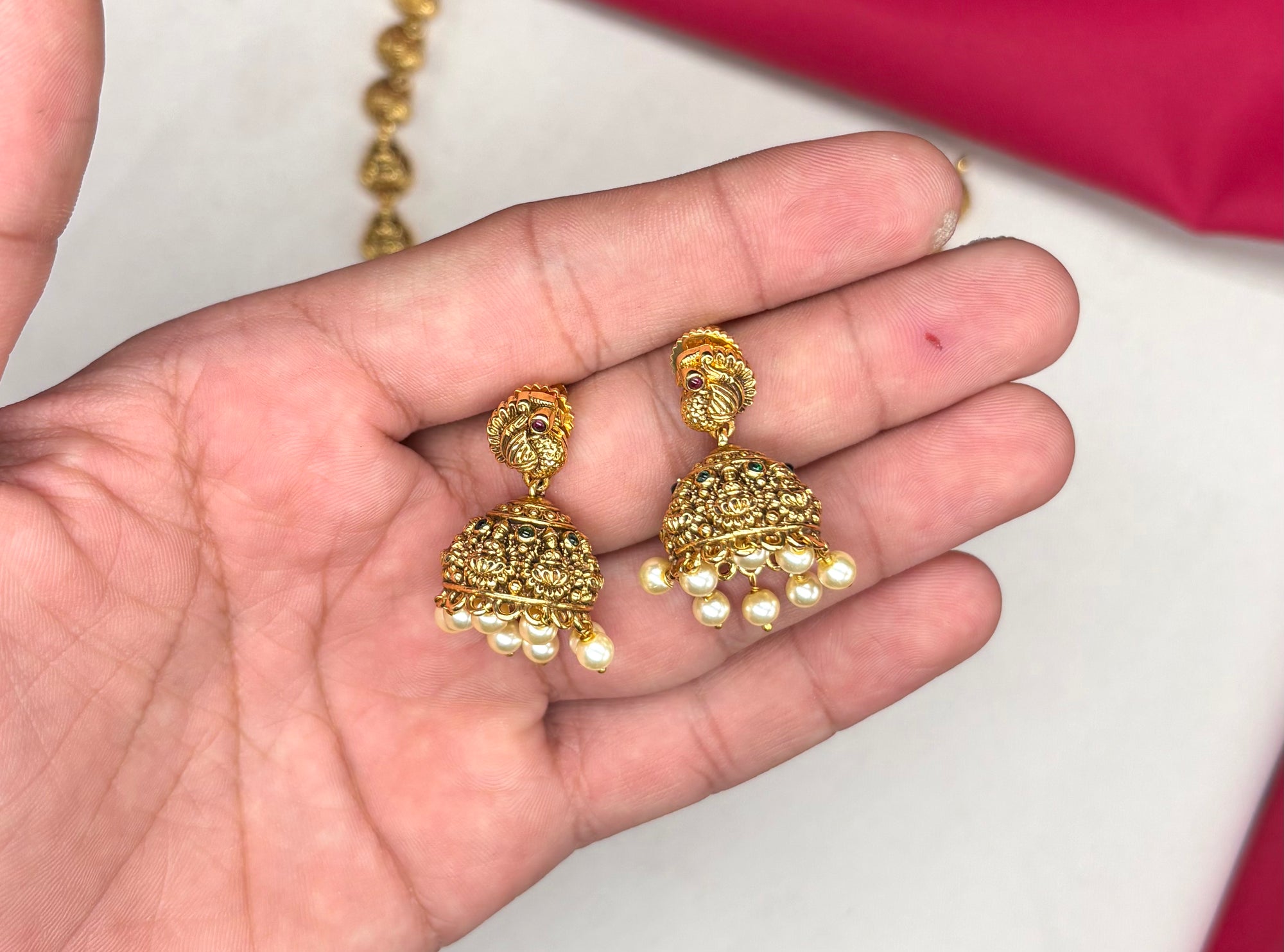 Nakshi finishing Chand design lord Lakshmi pendant short Necklace