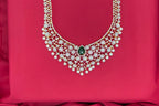 Premium GJ Polishing AD Stones Flower design with Green Stone Long Haram