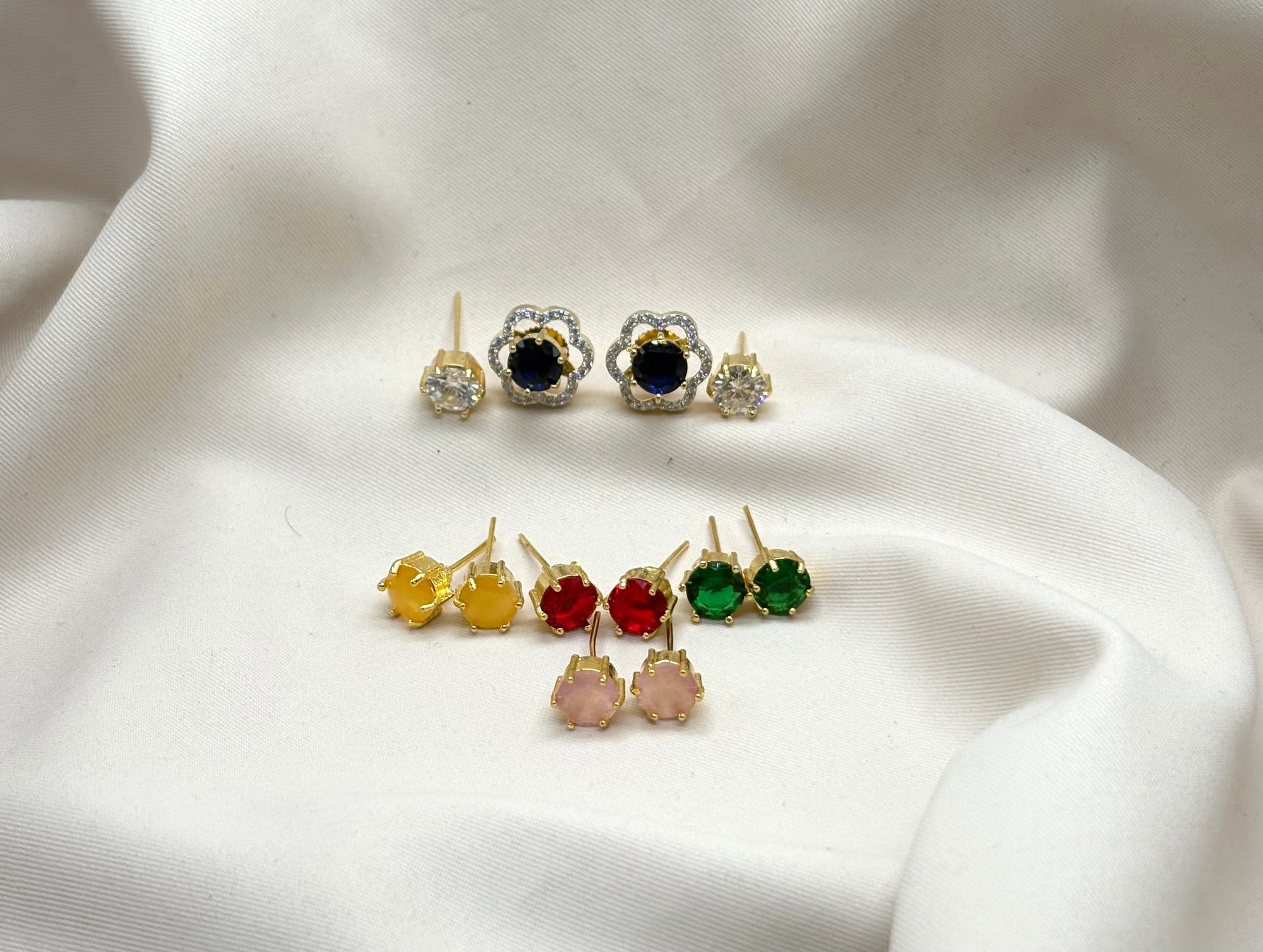 Changeable flower design five colours stones Earring
