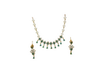 Matte finishing Green stones with American Diamonds short Necklace