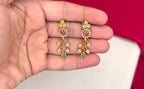 Matte finishing flower design with multi stones and short Necklace