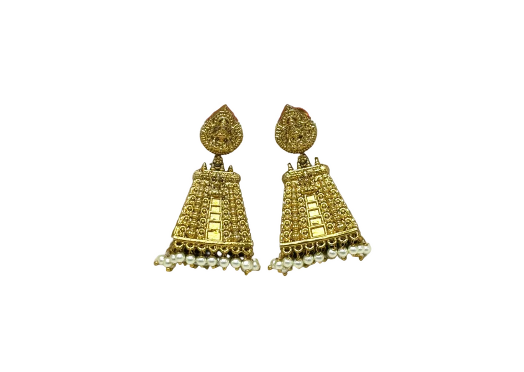 Matte finishing temple design with lord Lakshmi design Earring