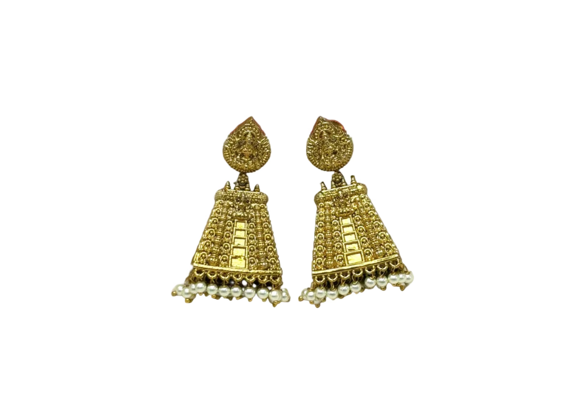Matte finishing temple design with lord Lakshmi design Earring