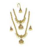 Matte finishing peacock with white pearls design combo-Set Necklace