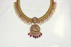 Matte finishing jalebi With green  pendent Peacock Short Necklace