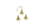 Matte finishing white stones with lord Lakshmi pendent design combo-Set Necklace