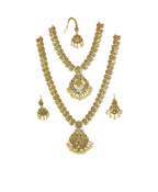 Matte finishing multi-stones small lord Lakshmi Combo-set Necklace
