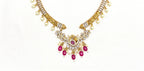 Matte finishing American Diamonds with peacock design with Pink Beads Kanti