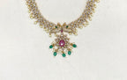 Matte finishing American Diamonds peacock design Short Necklace