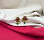 Kempu jadau Hearted design dangling Green stone drop Earring