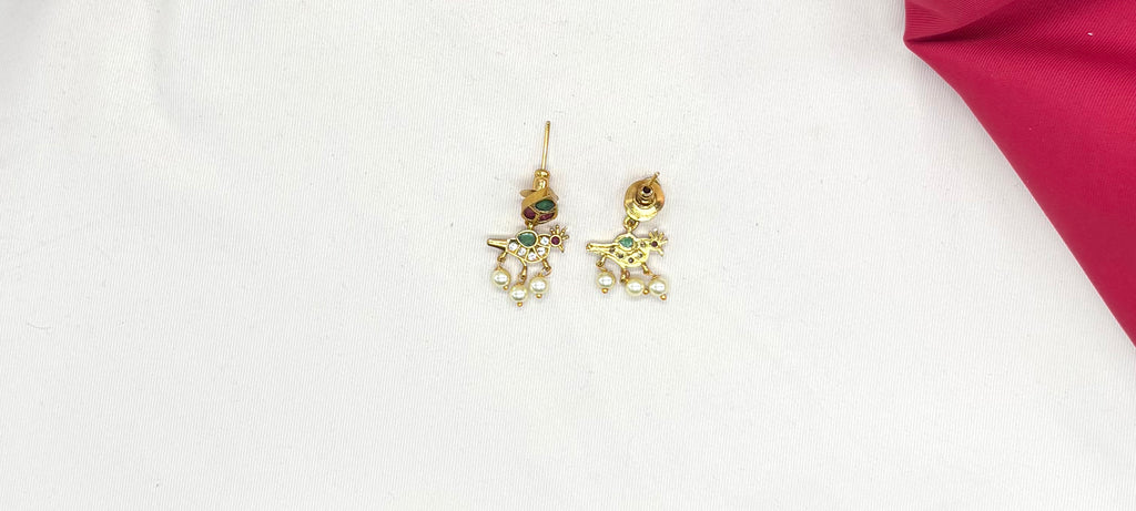 AD Green stones Lotus Birds Hasli Short Necklace