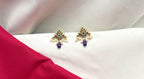 kempu lotus design AD stones  Purple Bead drop Earrings