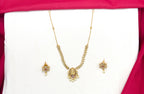 Matte finishing Lord Lakshmi pendant with floral chain Short Necklace