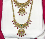 Matte finishing flower design with Ad stone & Red Beads combo-set