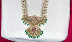 Premium Jadau Kundan Mango Design with Red Beads Long Haram Necklace