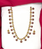 Matte finishing flower design with lord Lakshmi long (haram)Necklace