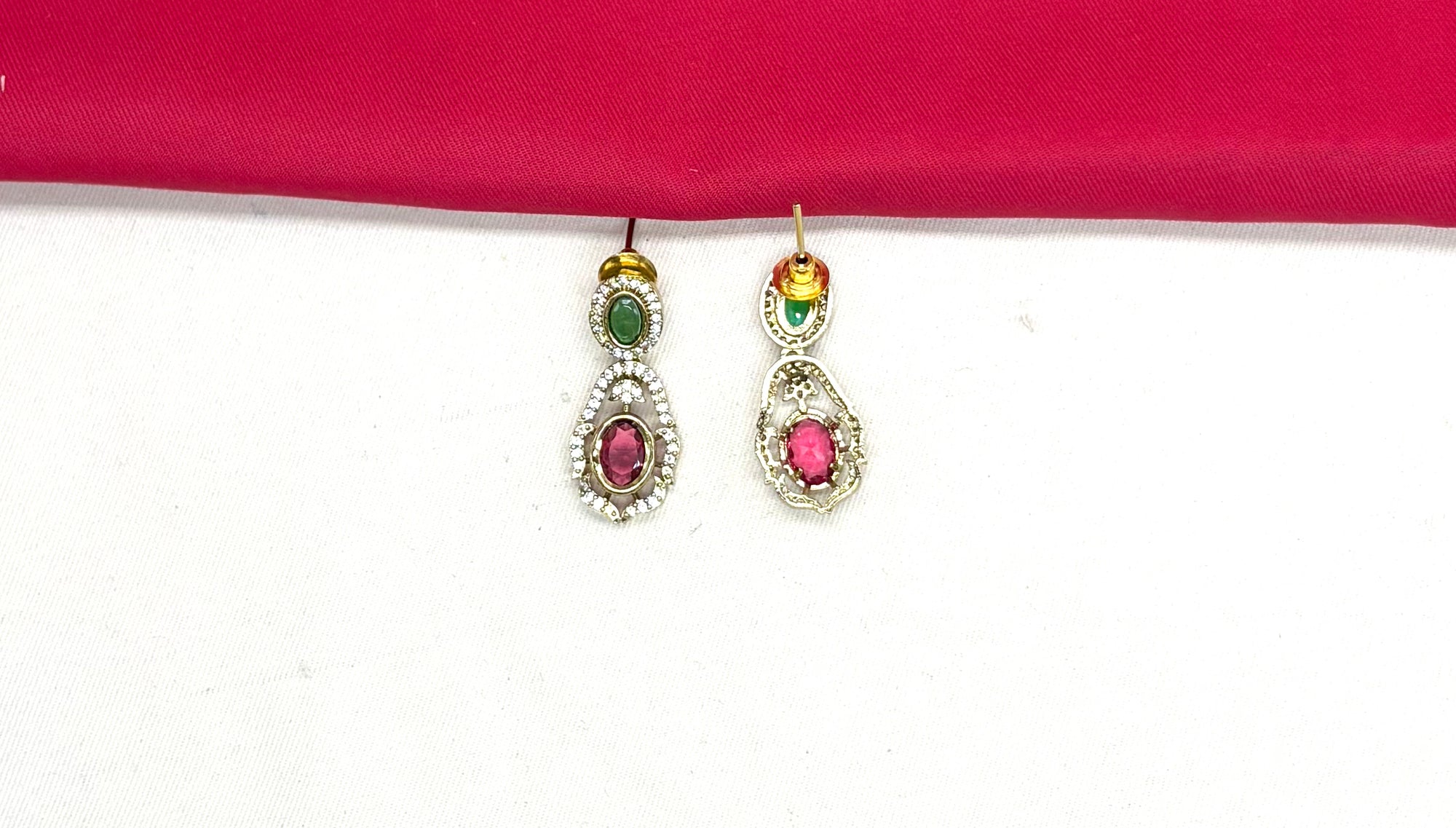 Victorian finishing peacock design with Red stones Short Necklace