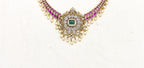Matte finishing Pink Kempu stones Short Kanti Necklace