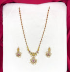 Matte finishing lord Lakshmi with pink stones and peacock finish Long haram