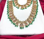 Jadau Kundan Green stones with  white pearls Combo-Set