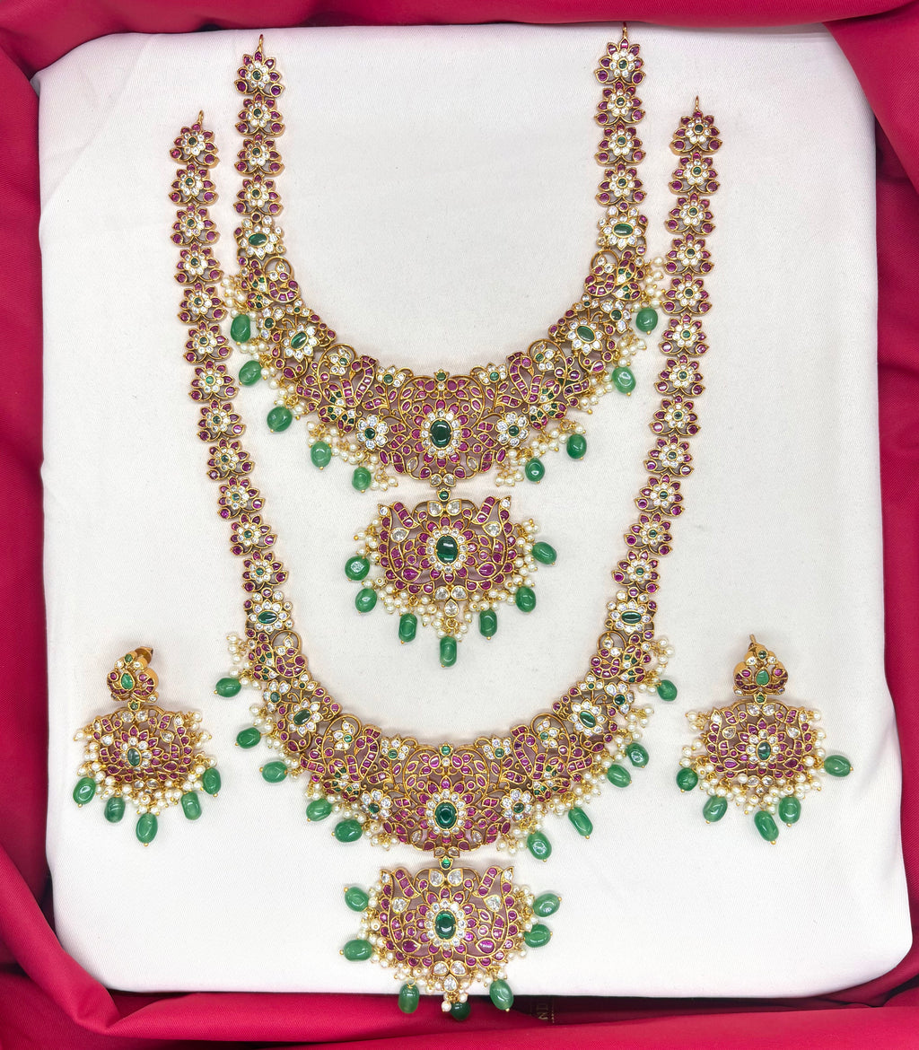 Premium Jadau kundan Floral designCombo-Set Necklace