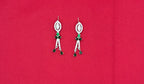 Silver American Diamonds stones deep Green teardrop and floral-shaped stones Short Necklace
