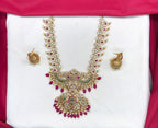 Premium Jadau Kundan Mango Design with Red Beads Long Haram Necklace