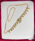 Matte finishing Lord Lakshmi AD stones with peacock design Chain Vaddanam