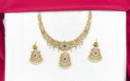 Matte finishing peacock design with White pearls Short Necklace
