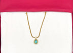 Matte finishing Nan with Mint-Green stone short Necklace