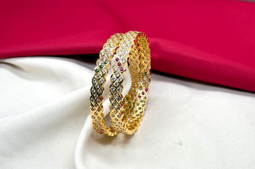 Premium panchaloham AD and  green and Red stones Bangle