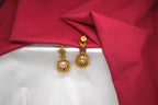 Matte finishing American Diamonds with white pearls Jhumkas Earring