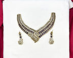 Premium Victorian finishing peacock design American diamonds With Purple stones Necklace